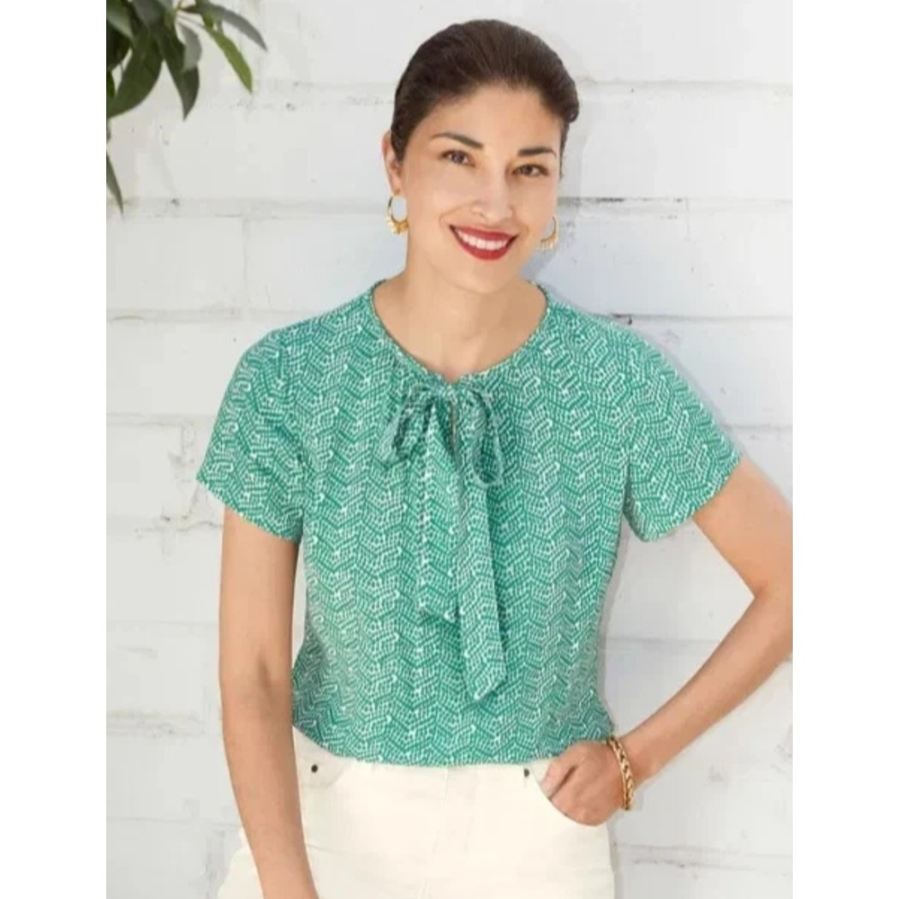 Boden Delilah Green Dotted Print Blouse - Picture 8 of 8